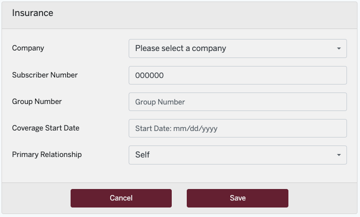 screenshot of the COVID-19 test registration